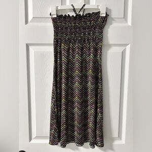 Portocruz Multicolor Chevron Sleeveless Halter Sundress (Size S)